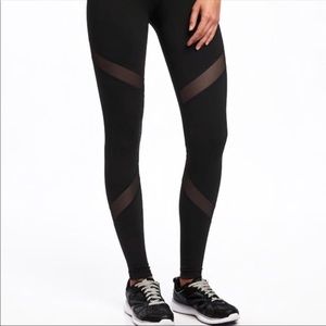 Black high waisted Old Navy Active mesh leggings.